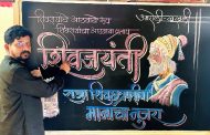 प्राथमिक शिक्षक प्रदीप आडित यांची फलक लेखनातून शिवरायांना मानवंदना
