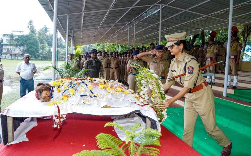 रायगड पोलिस दलाचा निष्ठावान श्वान 'ऑस्कर' काळाच्या पडद्याआड; पोलिस दलाकडून भावपूर्ण श्रद्धांजली