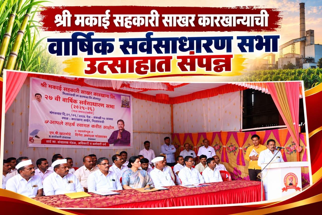 श्री मकाई सहकारी साखर कारखान्याची वार्षिक सर्वसाधारण सभा उत्साहात संपन्न