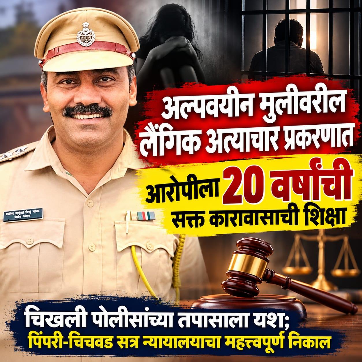 अल्पवयीन पीडितेवरील लैंगिक अत्याचार प्रकरणात आरोपीला २० वर्षांच्या सक्त कारावासाची शिक्षा