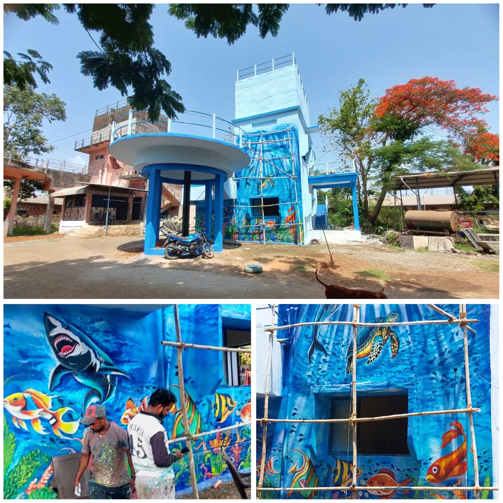 अवलिया कलाकाराच्या कलाविष्काराने माणगांव नगरपंचायत जलशुद्धीकेंद्राचे रुप पालटले