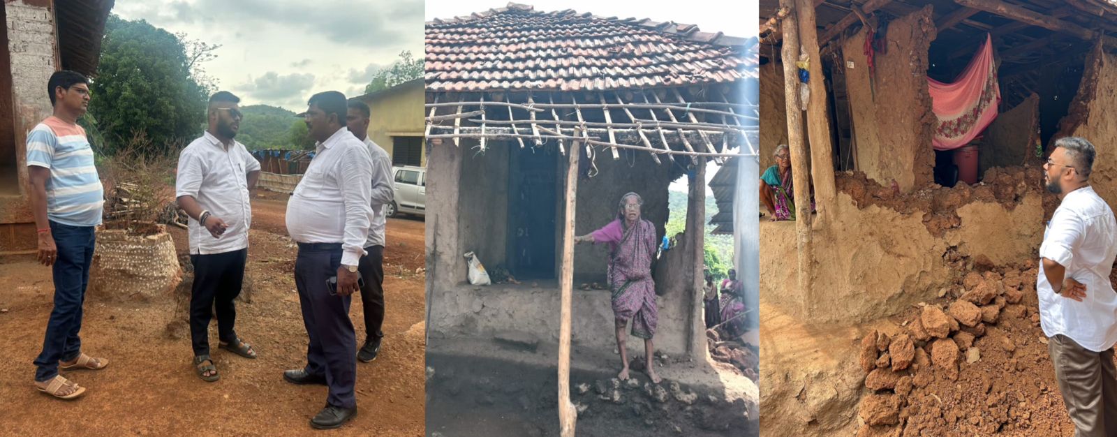 म्हसळ्यात तुटपुंज्या पावसाने घर कोसळलं; बांद्रे आजींना युवासेनेचा दिलासा